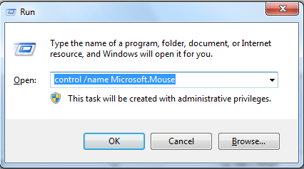 mouse properties window